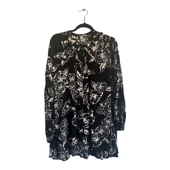 Free People Snap Out of It Floral Embroidered Sleeve Swing Tunic Mini Dress M - Picture 2 of 5